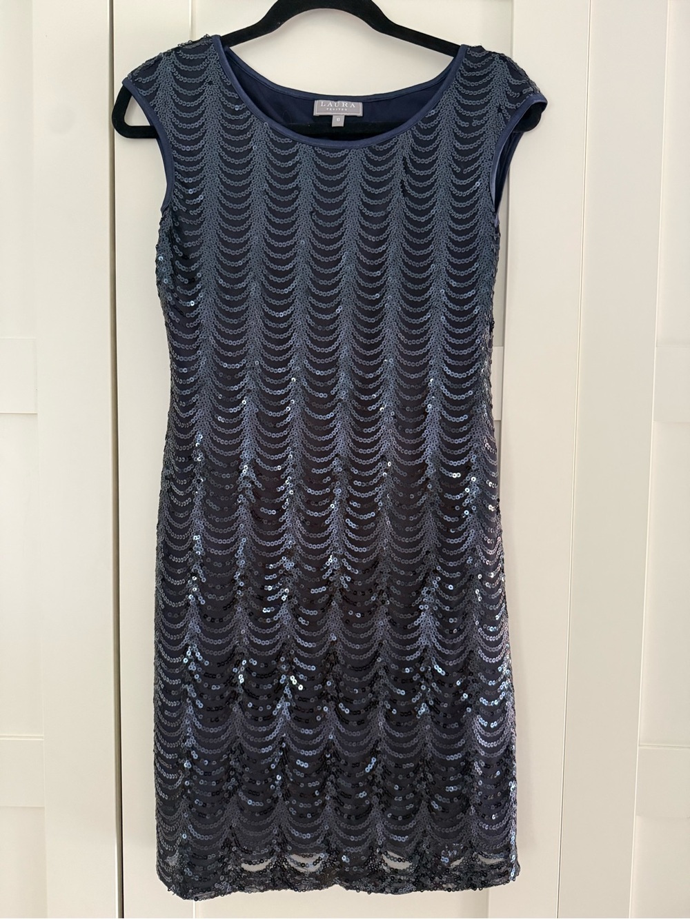 Laura Navy Sequin Cap-Sleeve Mini Dress